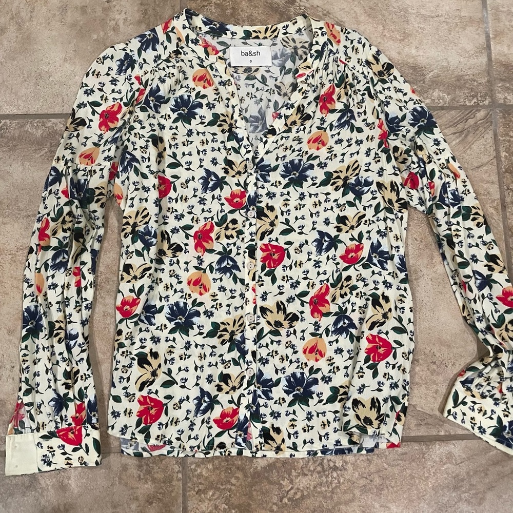 ba&sh Floral Pale Ecru Shirt